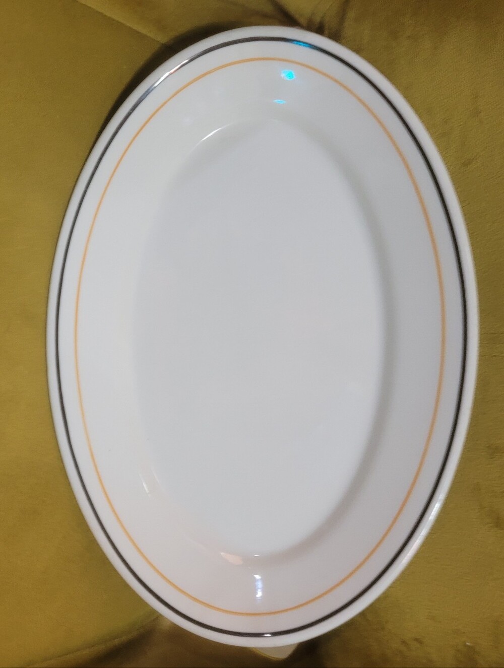 Vintage Sterling China Vitrified Restaurant Ware Oval Platter OrangeBlack Detail